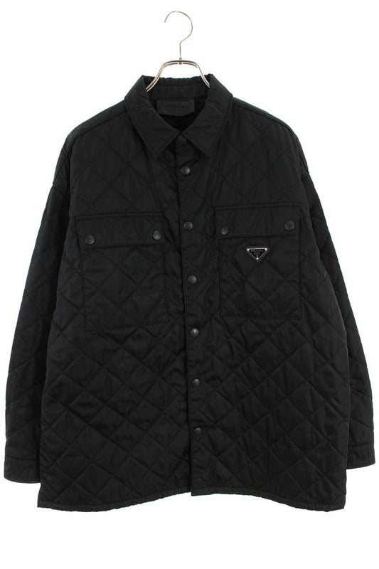 PRADA Re-Nylon Triangle Plate Quilted Blouson Black Size M