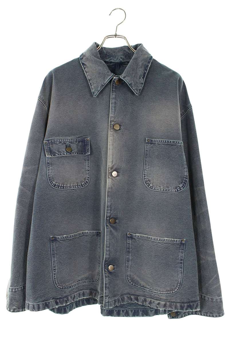 PRADA 25AW Gray Distressed Denim Coverall Blouson Size L