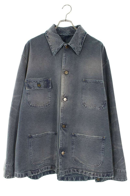 PRADA 25AW Gray Distressed Denim Coverall Blouson Size L
