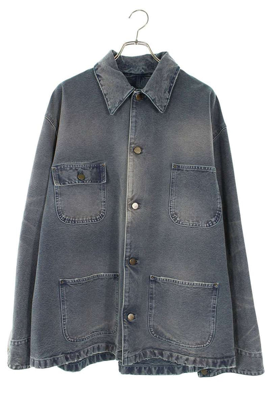 PRADA 25AW Gray Distressed Denim Coverall Blouson Size L