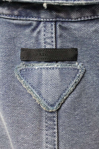 PRADA 25AW Gray Distressed Denim Coverall Blouson Size L