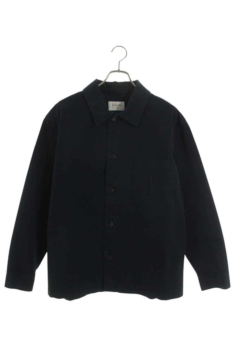 SAINT LAURENT PARIS 26SS Cassandra Overshirt Navy Size M
