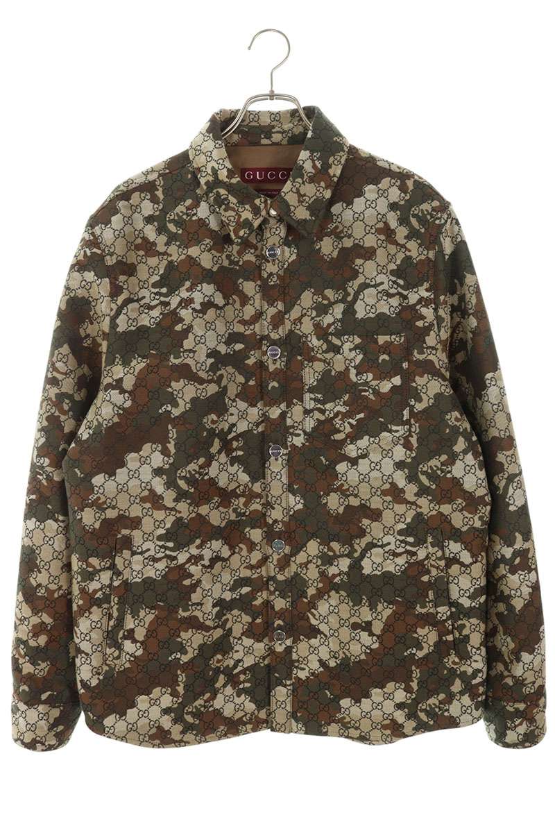 GUCCI 26SS GG Marble Jacquard Denim Shirt Green Size L