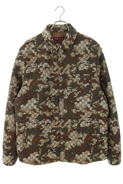 GUCCI 26SS GG Marble Jacquard Denim Shirt Green Size L