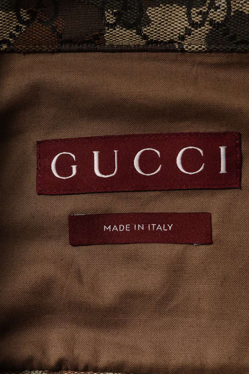 GUCCI 26SS GG Marble Jacquard Denim Shirt Green Size L