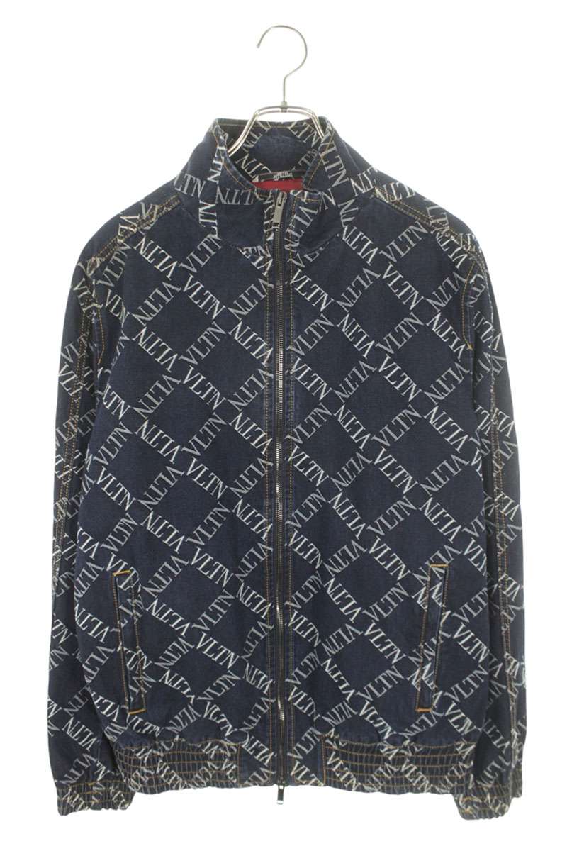 Valentino VLTN Logo Zip Up Denim Jacket Blue Size L