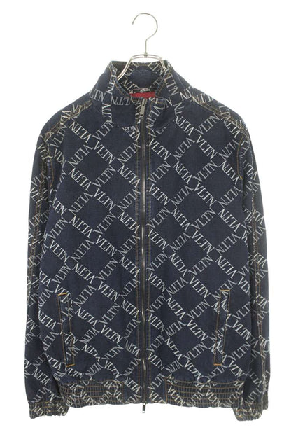 Valentino VLTN Logo Zip Up Denim Jacket Blue Size L