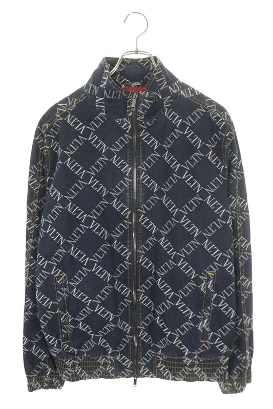 Valentino VLTN Logo Zip Up Denim Jacket Blue Size L