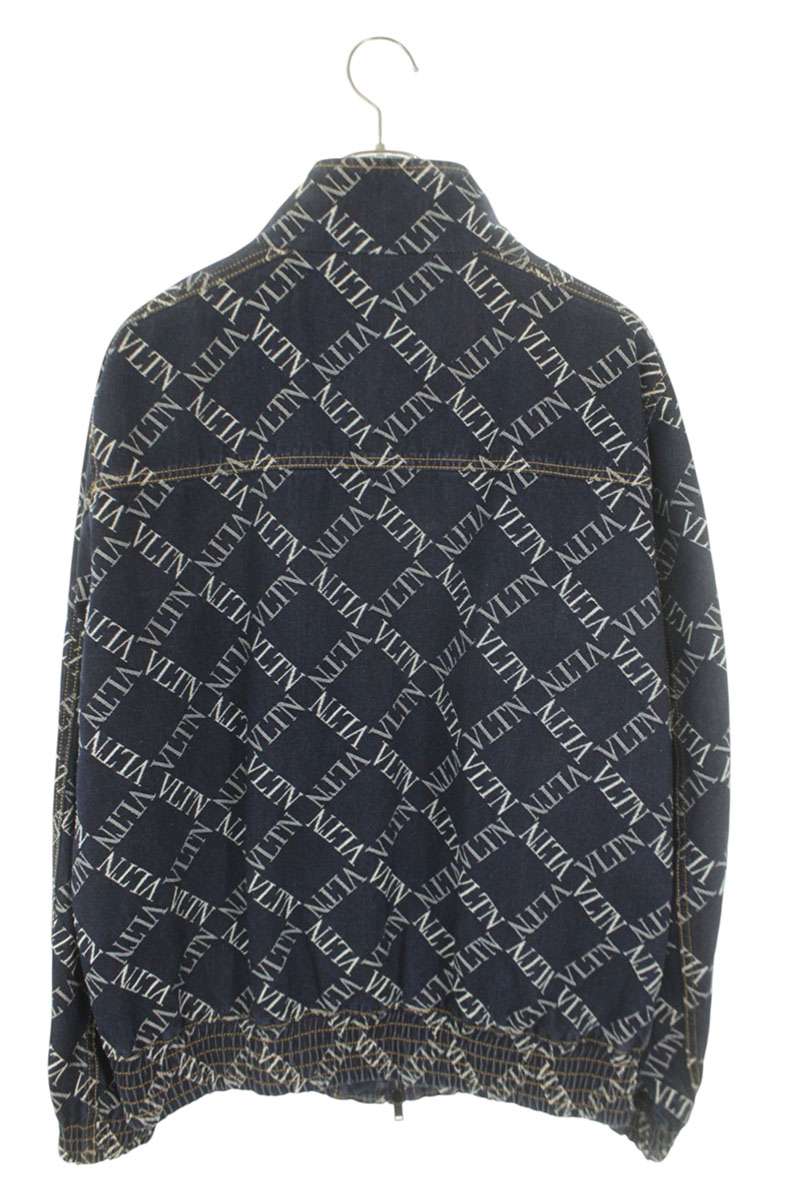 Valentino VLTN Logo Zip Up Denim Jacket Blue Size L