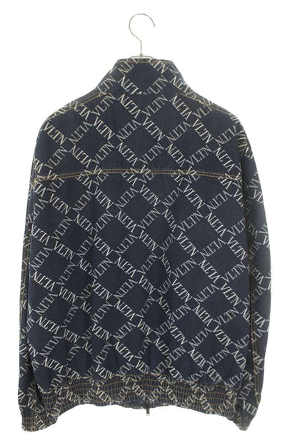 Valentino VLTN Logo Zip Up Denim Jacket Blue Size L