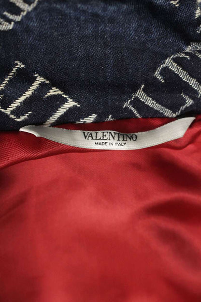 Valentino VLTN Logo Zip Up Denim Jacket Blue Size L