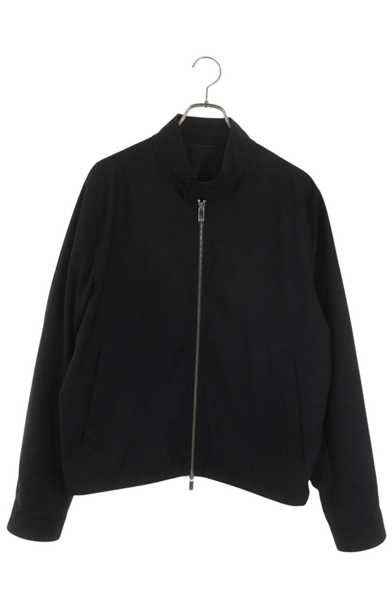 DIOR Stand Collar Double Zip Wool Jacket Navy Size L