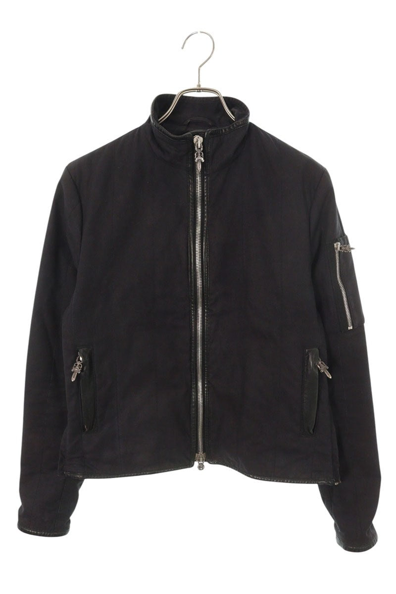 Chrome Hearts Leather Trim Dagger Zip Rider Jacket Size SM