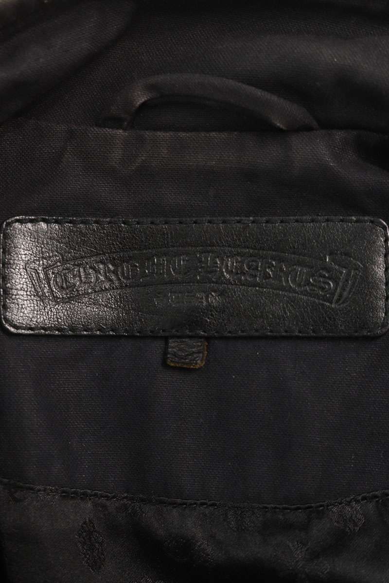 Chrome Hearts Leather Trim Dagger Zip Rider Jacket Size SM