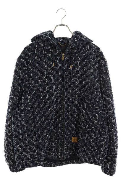 LOUISVUITTON Flocked Monogram Denim Jacket Indigo Size XXL
