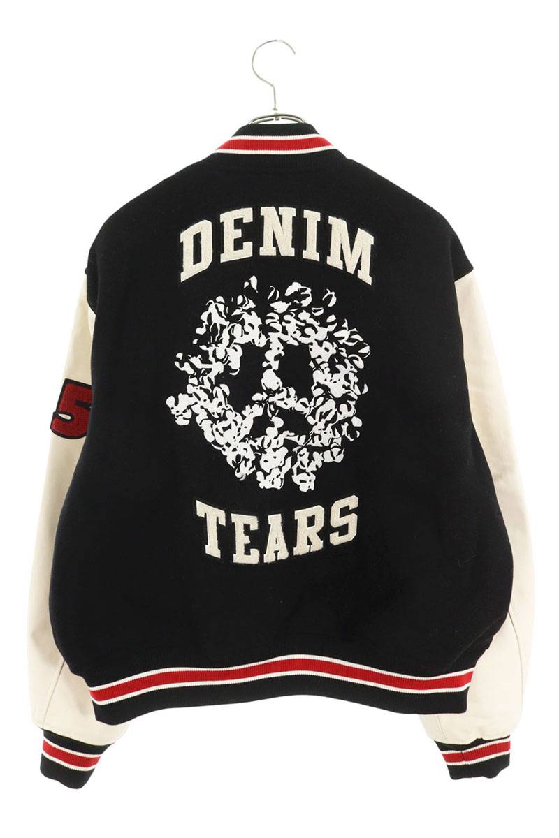 DENIM TEARS Peace Wreath Varsity Jacket Black Size M