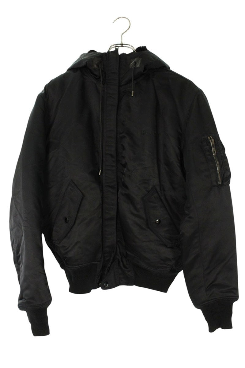LOUISVUITTON Rabbit Fur Hood Bomber Jacket Black Size S