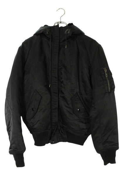 LOUISVUITTON Rabbit Fur Hood Bomber Jacket Black Size S