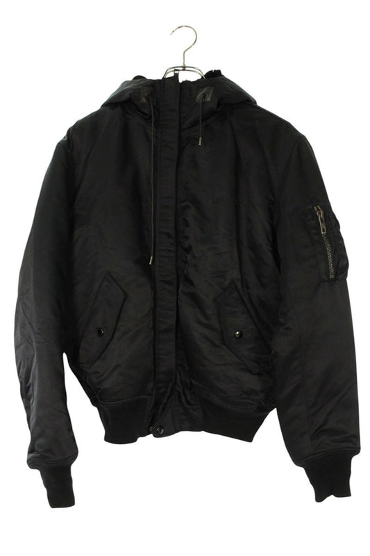 LOUISVUITTON Rabbit Fur Hood Bomber Jacket Black Size S