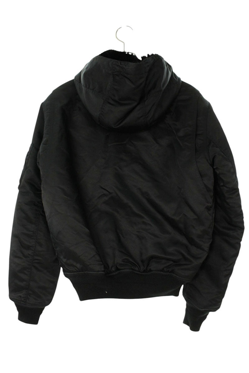 LOUISVUITTON Rabbit Fur Hood Bomber Jacket Black Size S