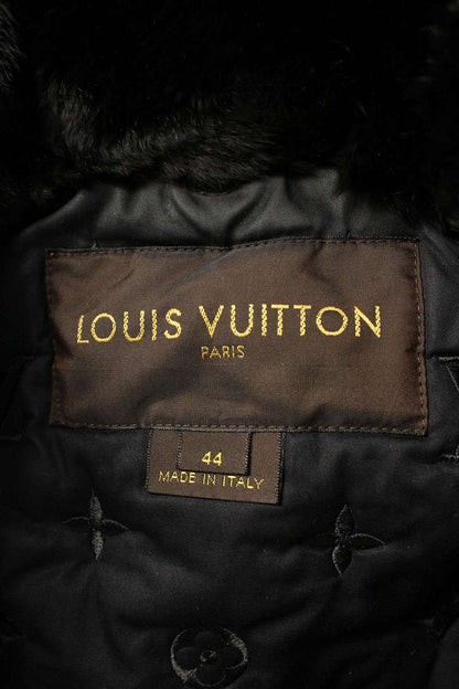 LOUISVUITTON Rabbit Fur Hood Bomber Jacket Black Size S