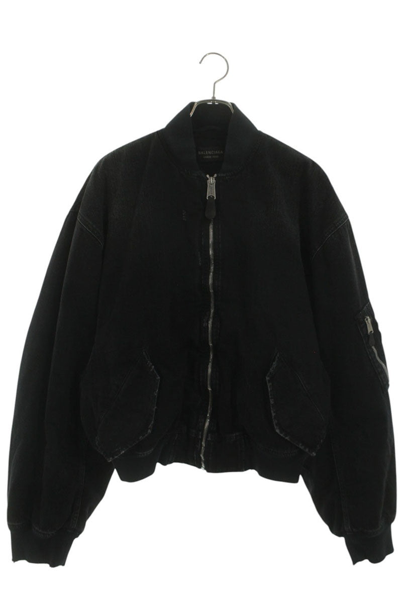 BALENCIAGA STANDARD BOMBER Distressed Denim Bomber Size M