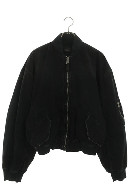 BALENCIAGA STANDARD BOMBER Distressed Denim Bomber Size M