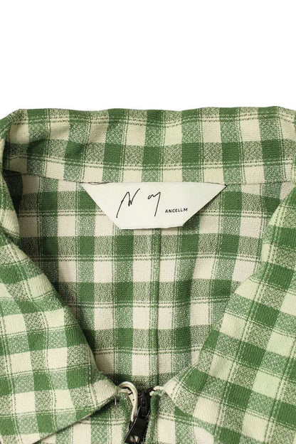 ANCELLM 25SS Green Cut-Off Check Short Zip Blouson Size L