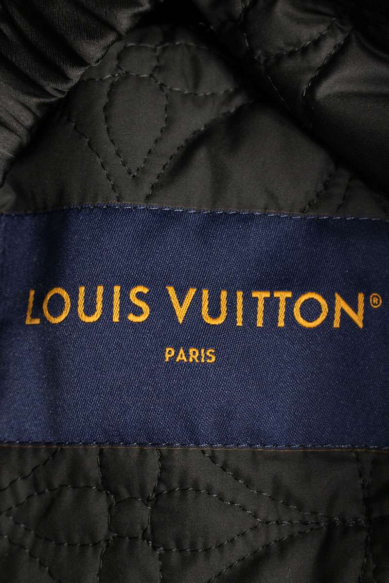 LOUISVUITTON Logo Rhinestone Zip-Up Blouson Black Size S