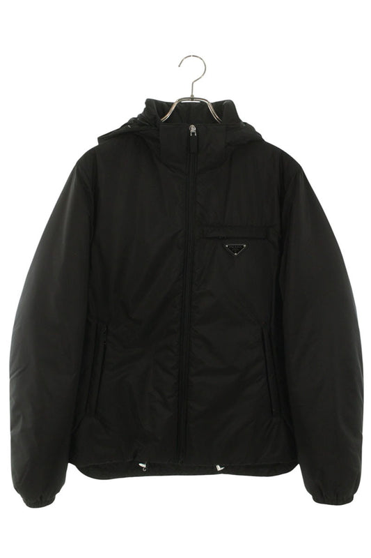 PRADA Black Nylon Triangle Logo Puffer Blouson Size S