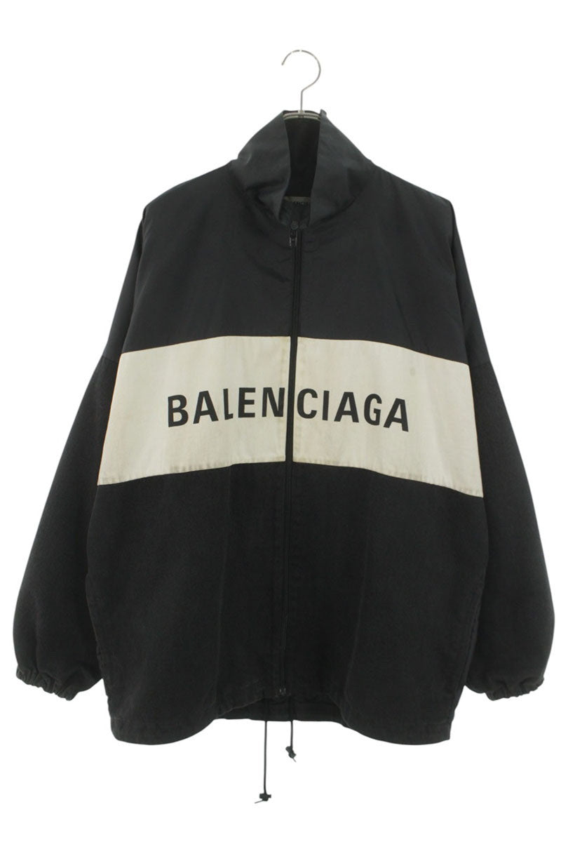 Balenciaga Logo Print Denim Blouson Black x White Size 36