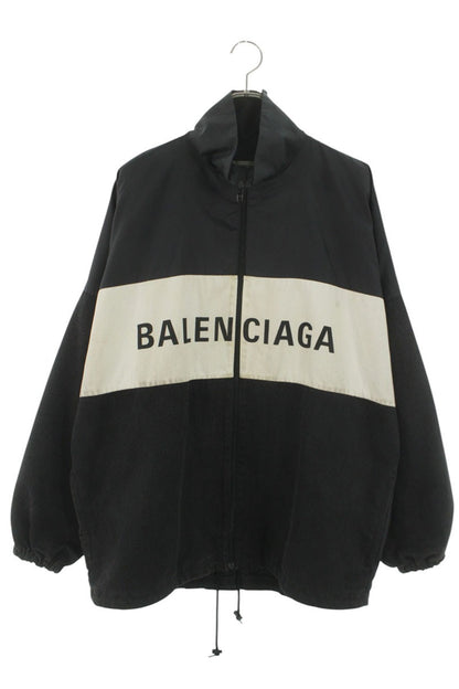 Balenciaga Logo Print Denim Blouson Black x White Size 36
