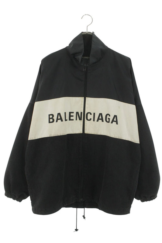 Balenciaga Logo Print Denim Blouson Black x White Size 36