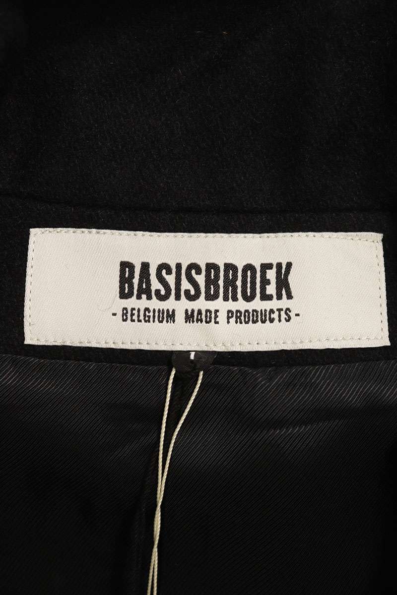 Basisbroek Black Wool Blend Stand Collar Jacket Size S