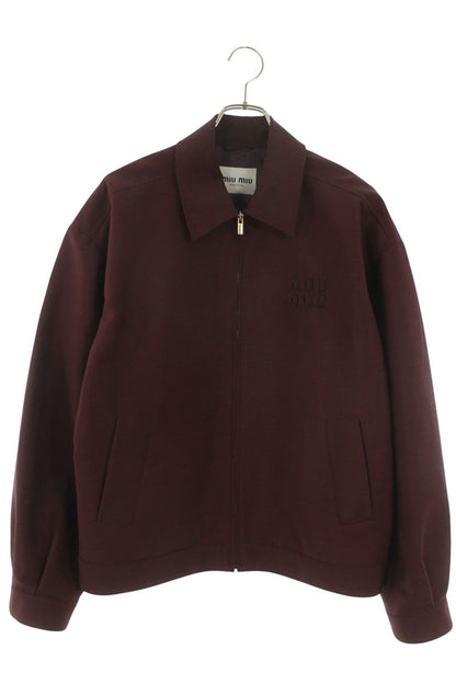 miumiu Logo Embroidered Mohair Blouson Red Size 38