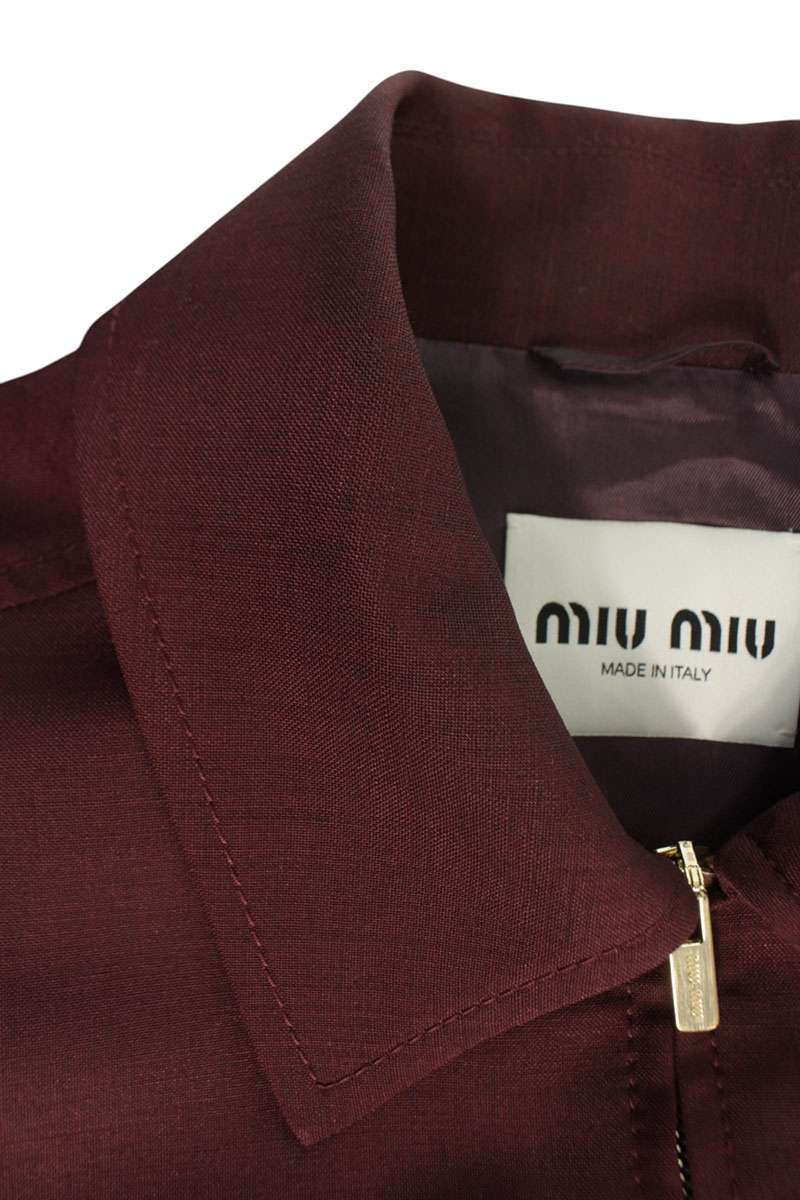 miumiu Logo Embroidered Mohair Blouson Red Size 38