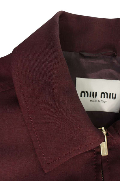 miumiu Logo Embroidered Mohair Blouson Red Size 38