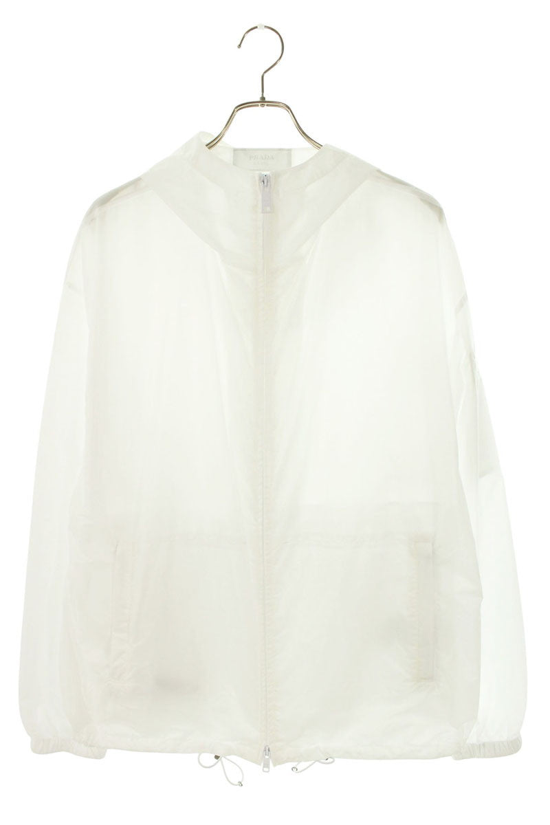 PRADA Triangle Logo Plate Nylon Zip Blouson White Size L