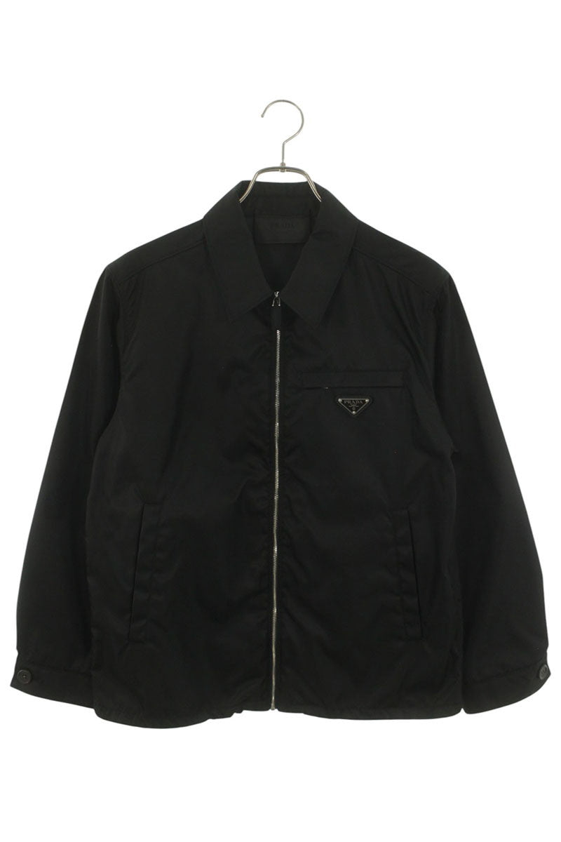 PRADA Re-Nylon Triangle Logo Plate Zip Blouson Black Size S