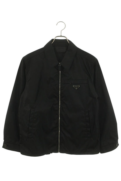 PRADA Re-Nylon Triangle Logo Plate Zip Blouson Black Size S