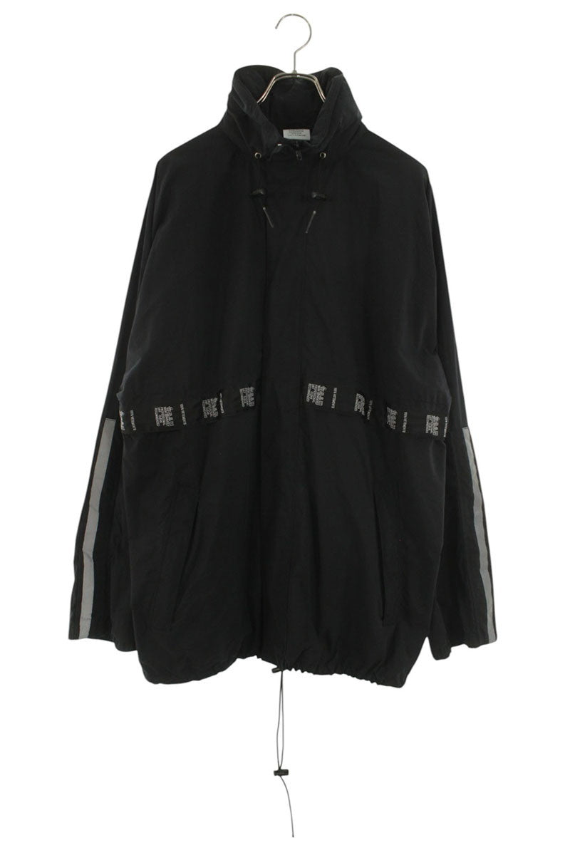 Vetements Care label-detail shell hooded jacket Zip Up Blouson Black Size M
