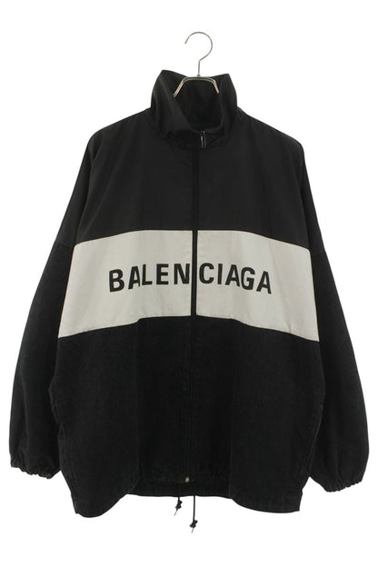 Balenciaga Logo Print Denim Blouson Black x White Size 34