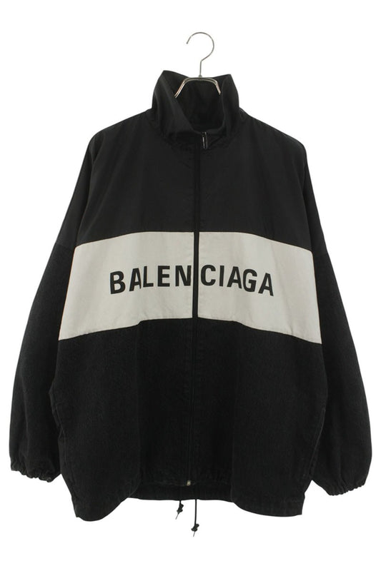 Balenciaga Logo Print Denim Blouson Black x White Size 34