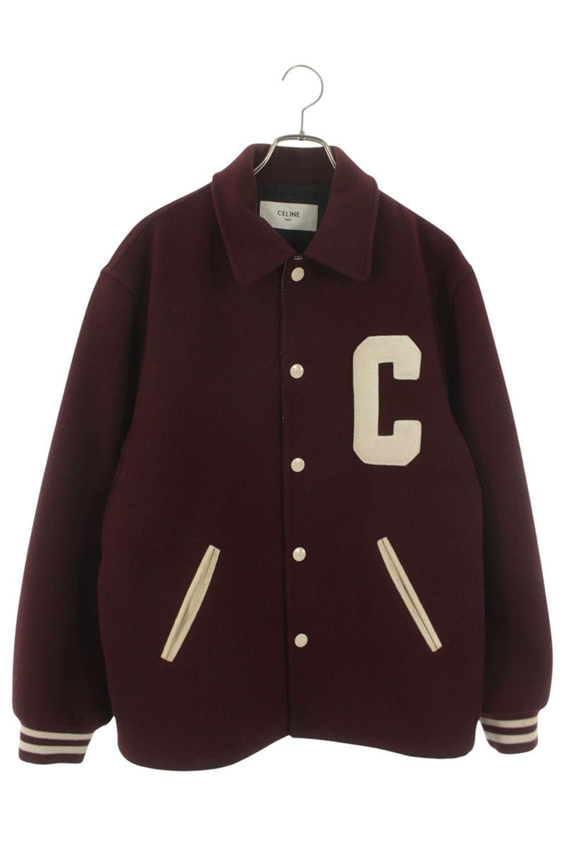 CELINE Baseball Teddy Wool Jacket Red Size 44