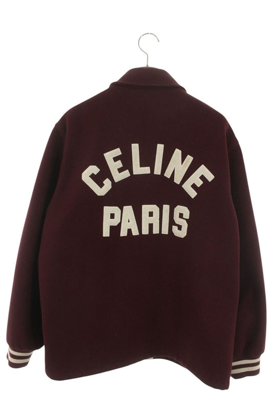 CELINE Baseball Teddy Wool Jacket Red Size 44