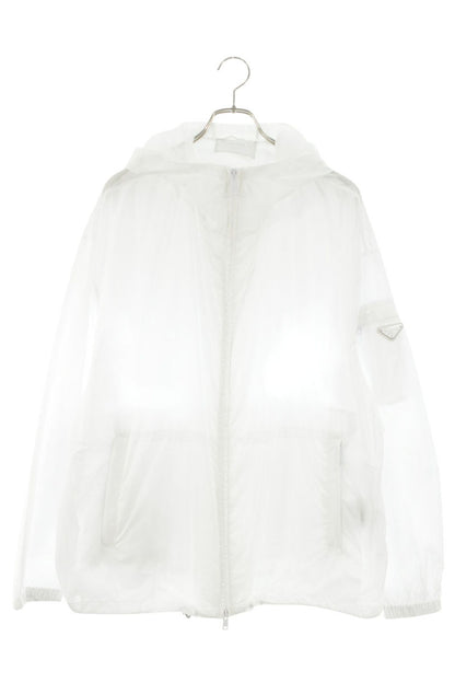 PRADA Recycled Nylon Triangle Logo Zip Blouson White Size XL