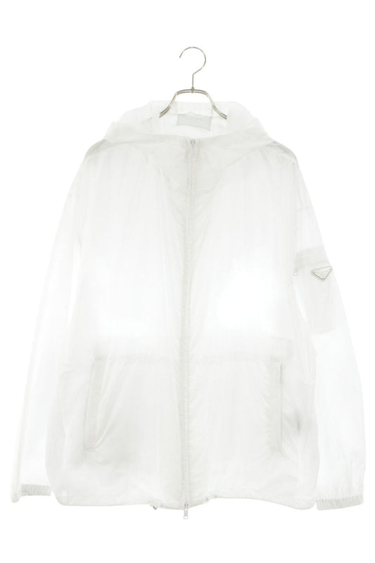 PRADA Recycled Nylon Triangle Logo Zip Blouson White Size XL