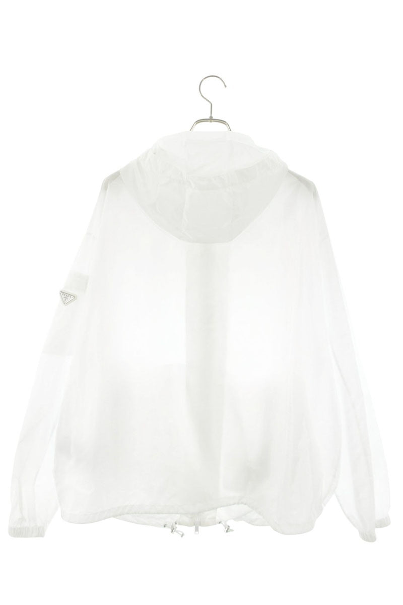 PRADA Recycled Nylon Triangle Logo Zip Blouson White Size XL