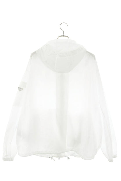 PRADA Recycled Nylon Triangle Logo Zip Blouson White Size XL