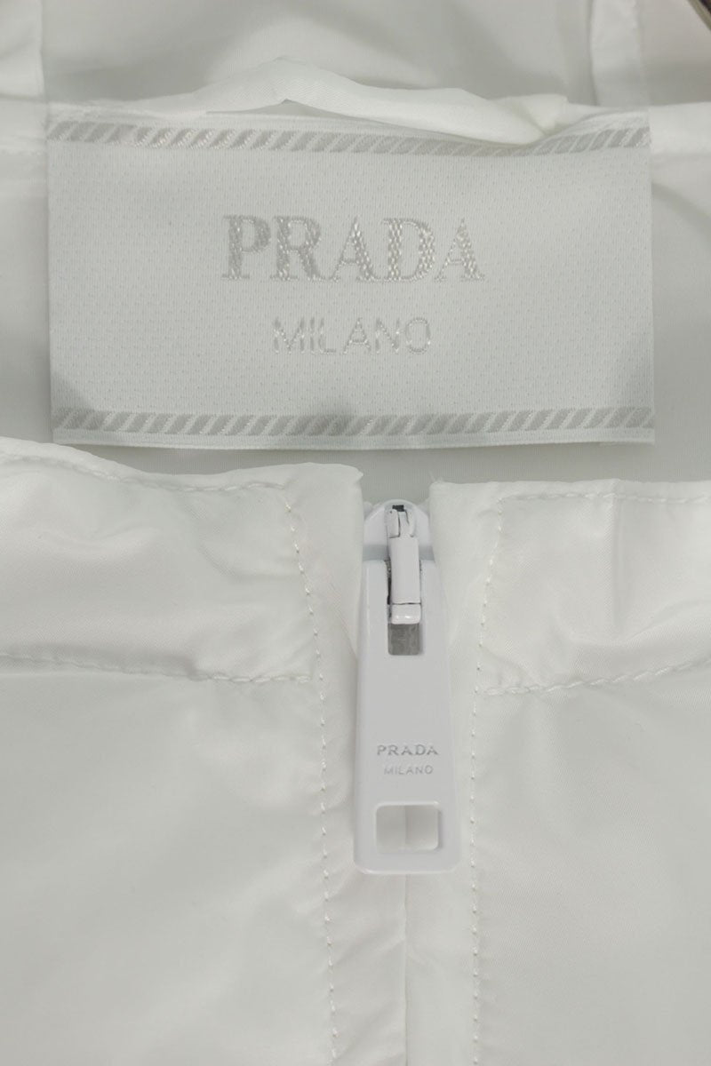 PRADA Recycled Nylon Triangle Logo Zip Blouson White Size XL